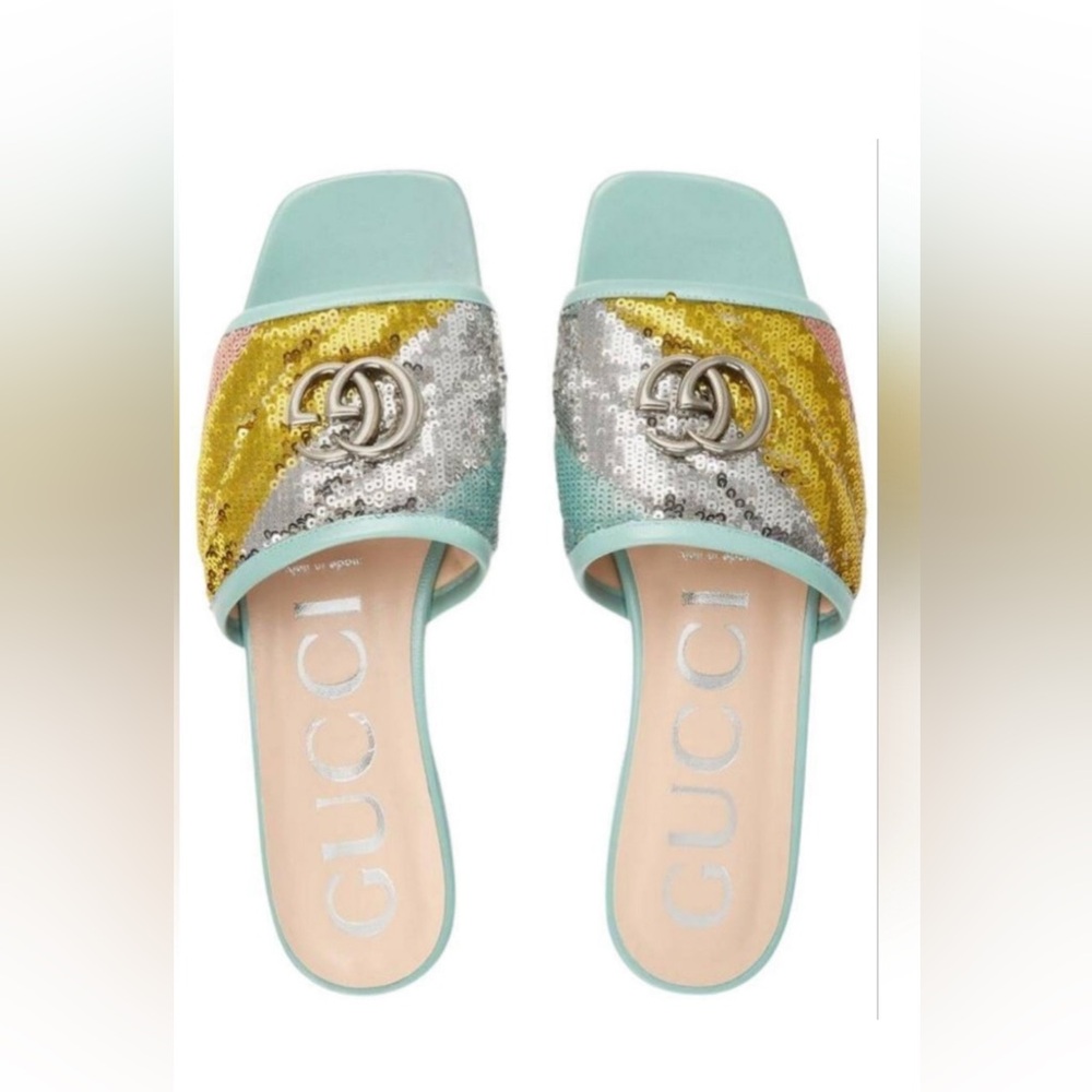 Gucci Sequin Jolie Marmont Slide Sandals